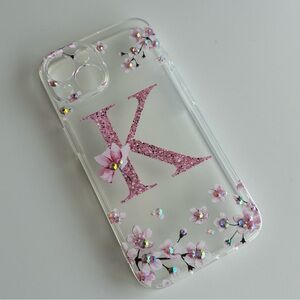Floral Pink Initial Phone Case